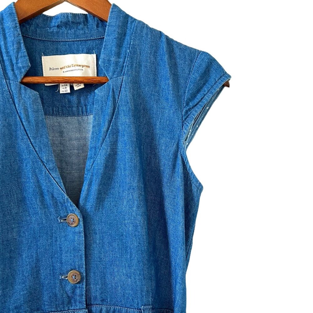 Pilcro & The Letterpress Wide Leg Crop Light Denim Jumpsuit Size 0 - Picture 6 of 16